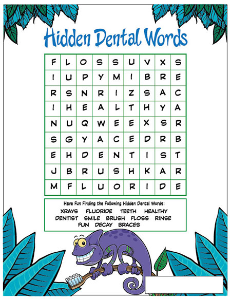 Hidden Dental Words Activity Sheet